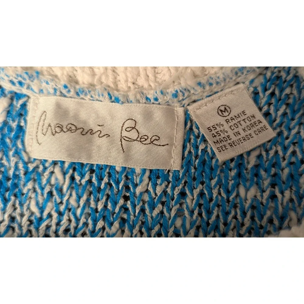 Vintage Naomi Bee Ramie Cotton Color Block Knit Sweater Top Women's M 80